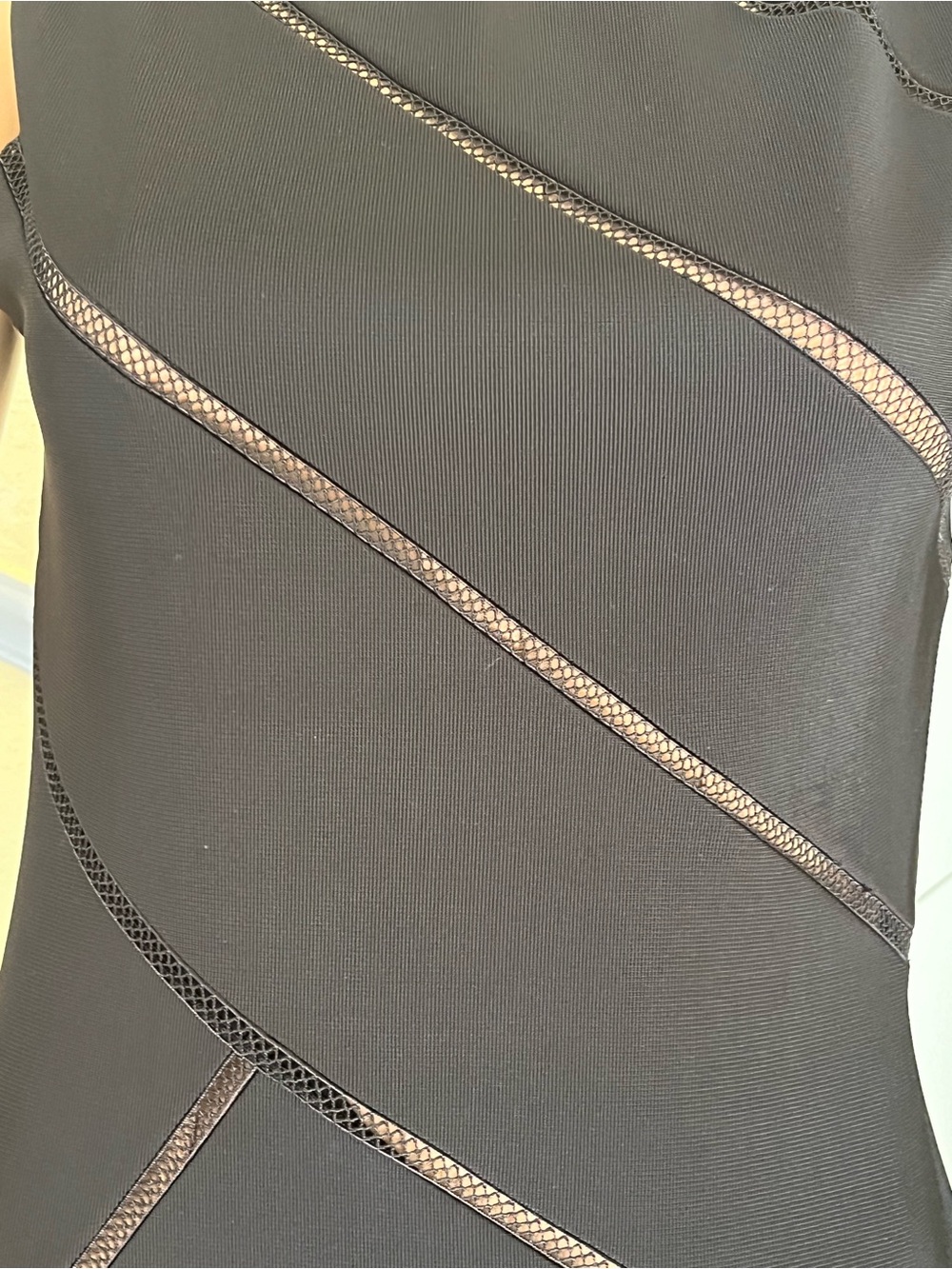 JS Collections Black Swim One-Piece with Textured Trim